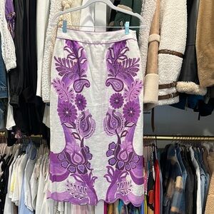 FARM Rio Purple Embellished Pencil Skirt Midi